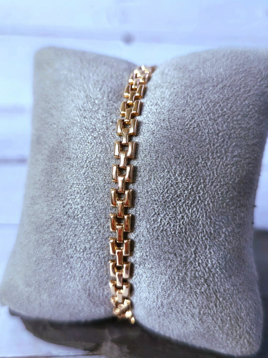 New Solid 9ct Rose Gold Brick link Bracelet Watch link Unisex 5mm Wide 7.5''