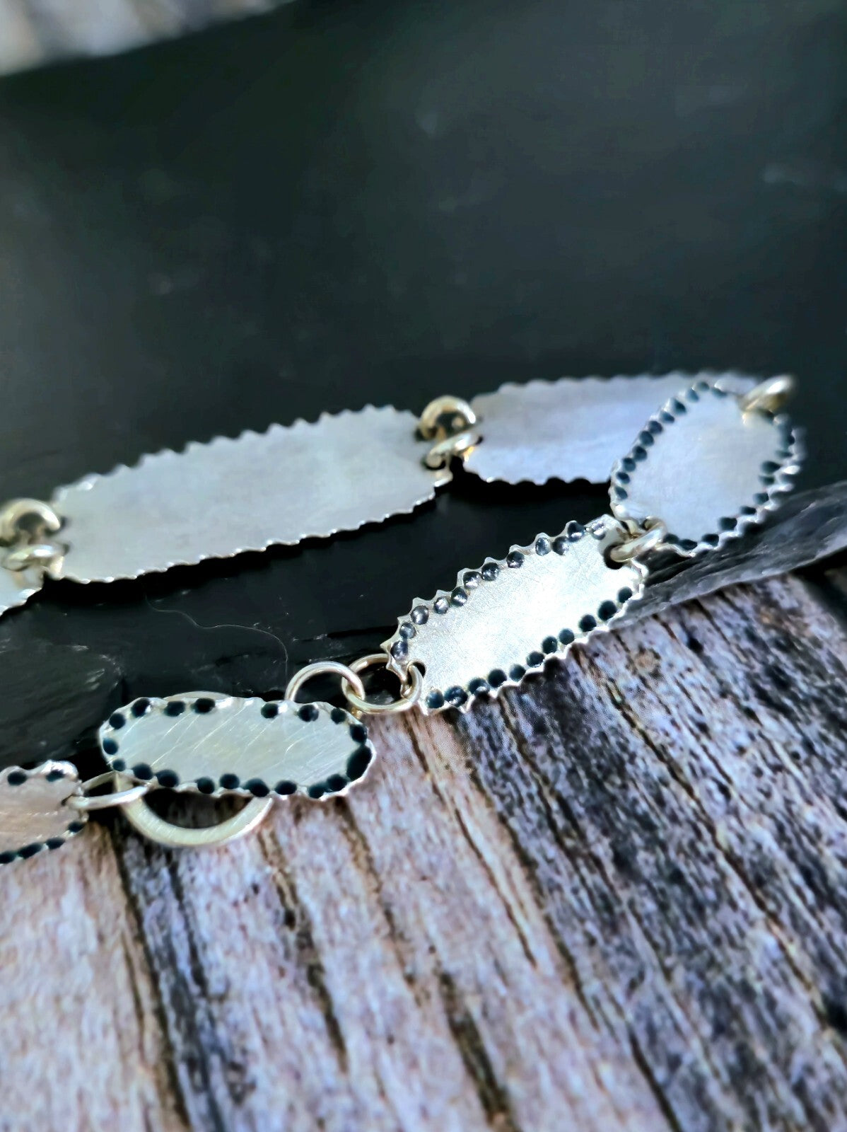 18ct White Gold Boohoo Bracelet Heavy and Solid Handmade Enamel Decor 10.5grams