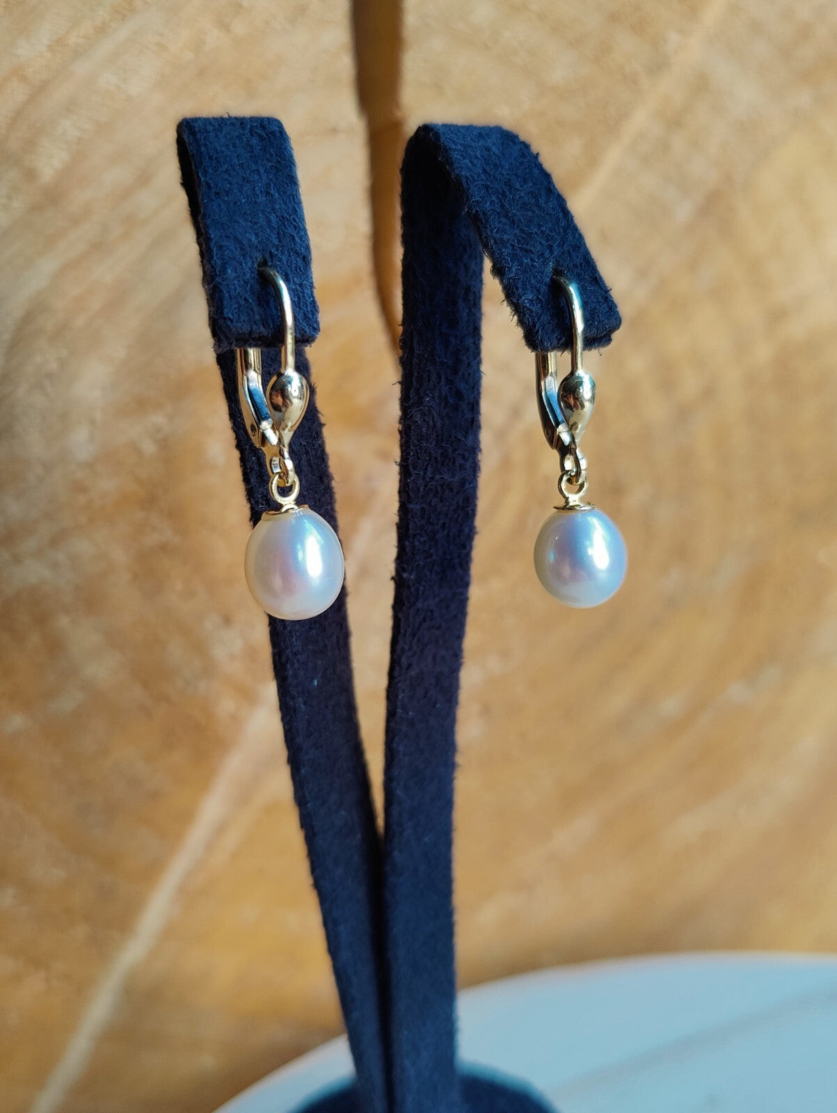 Solid 9ct Yellow Gold Pearl Drop Earrings Genuine Real Pearl Hallmarked