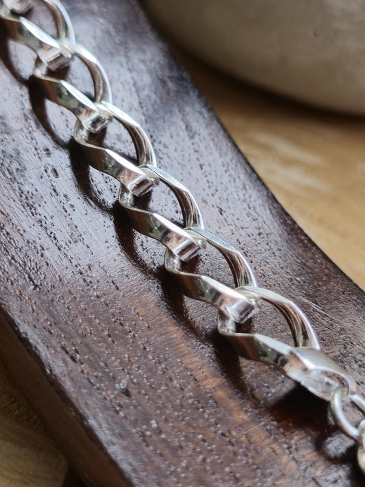 925 Sterling Silver Chunky Heavy Chain LINK CURB Bracelet 22 grams 10mm 7,5inch