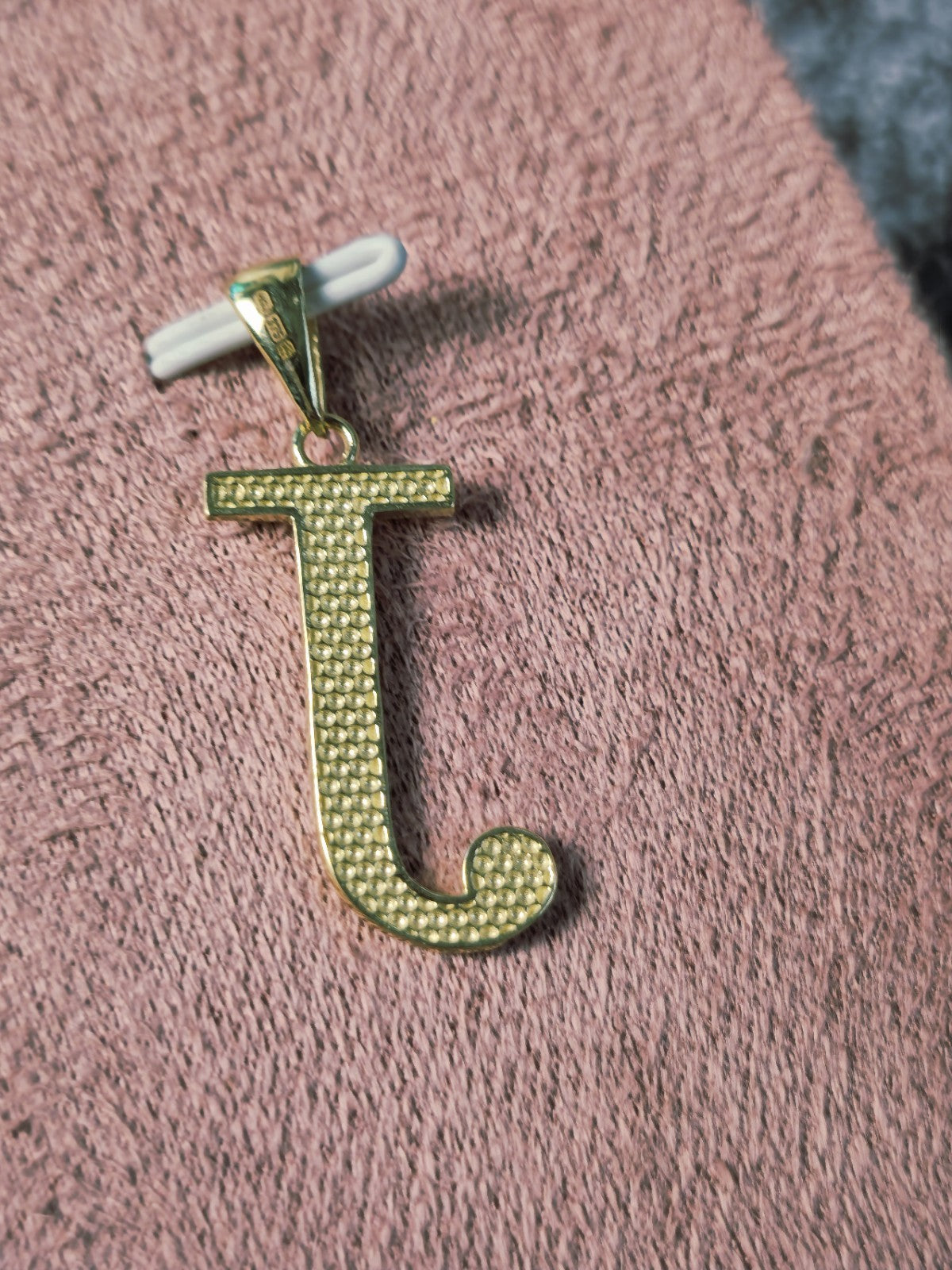 New 9K Yellow Gold Initial J Pendant Personalised 33mm Long Big Loop Hallmarked