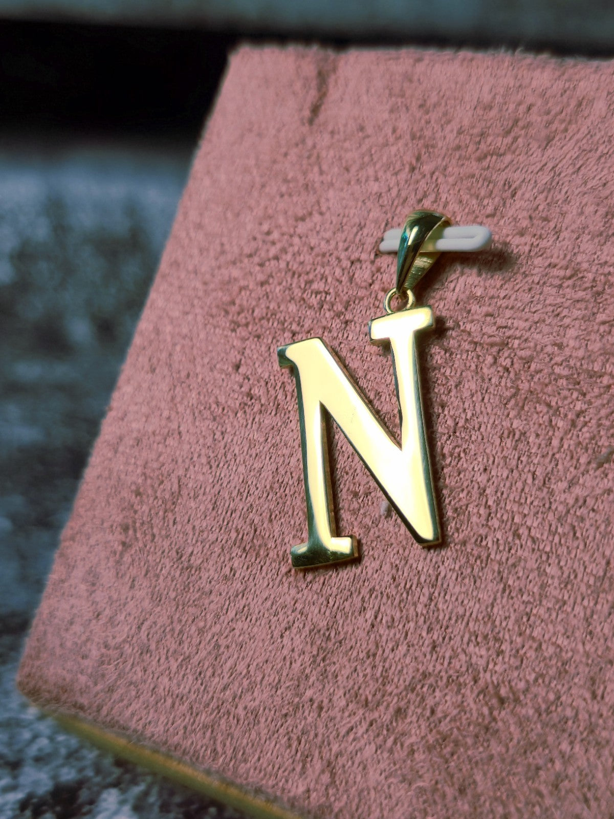 New Solid 9K Yellow Gold Initial Letter N Pendant Personalised 33mm Hallmarked