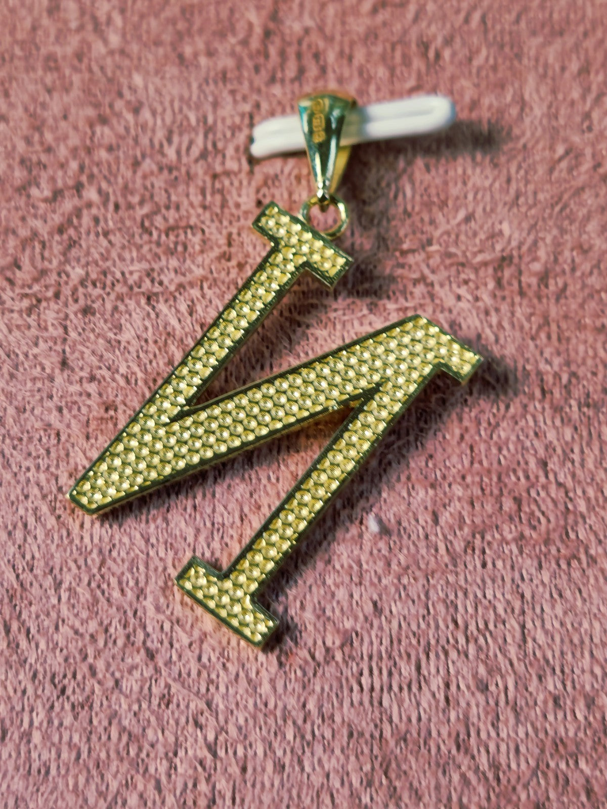 New Solid 9K Yellow Gold Initial Letter N Pendant Personalised 33mm Hallmarked