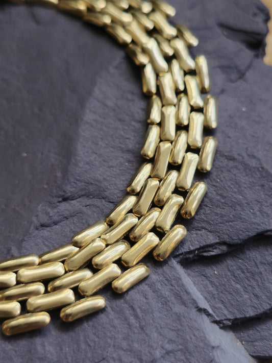 Lovely 9ct Solid Yellow Bold Bracelet Wide Cuff Panthere Vintage 19cm 10,5mm