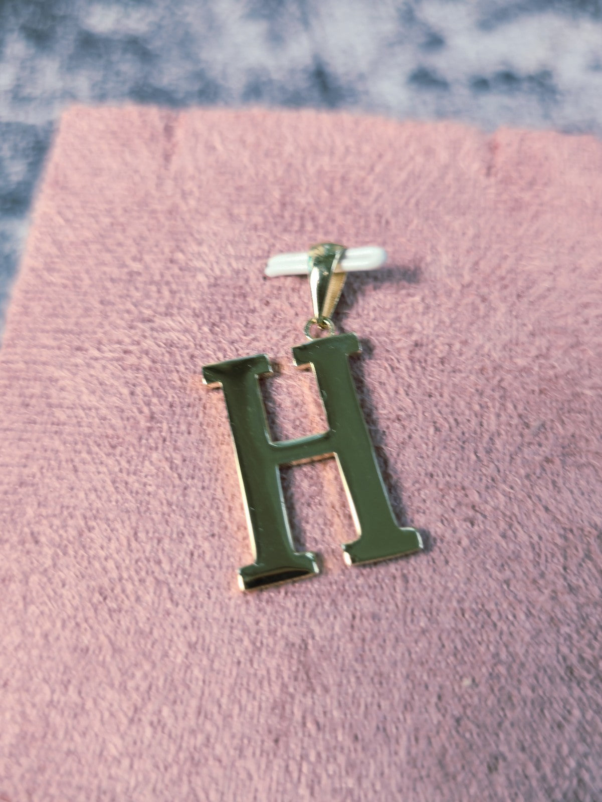 New Solid 9K Yellow Gold Initial Letter H Pendant Personalised 37mm Hallmarked