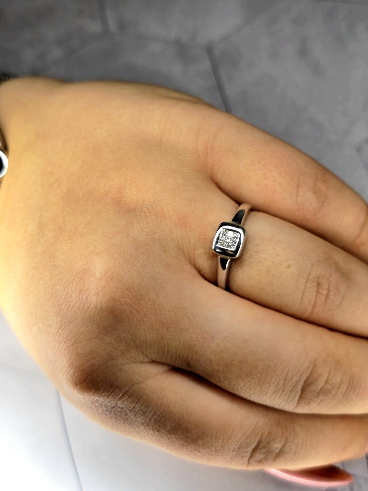 Solid 9ct White Gold Ladies Princess Cut Diamond Cluster Ring N+ 375 Hallmarked