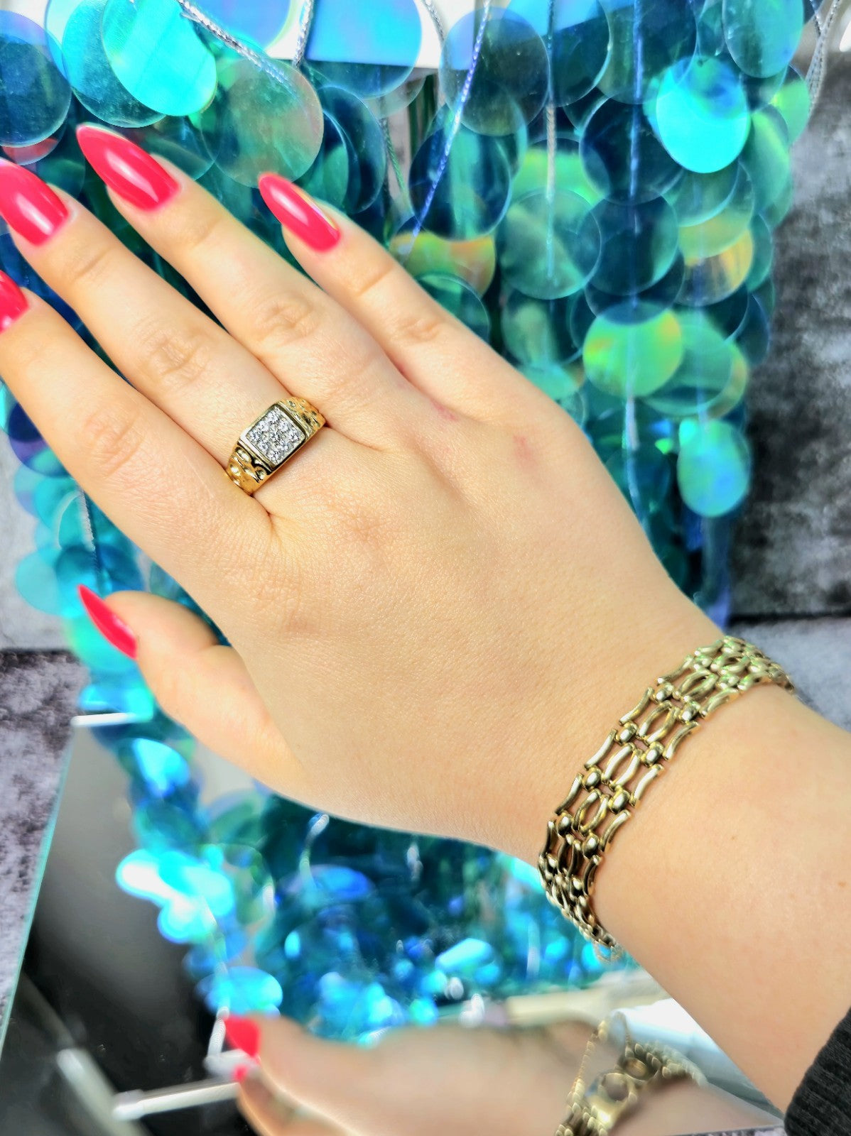 Solid 9ct Yellow Gold Gate Mesh Bracelet Heavy Chunky 20grams Unisex 12mm Wide