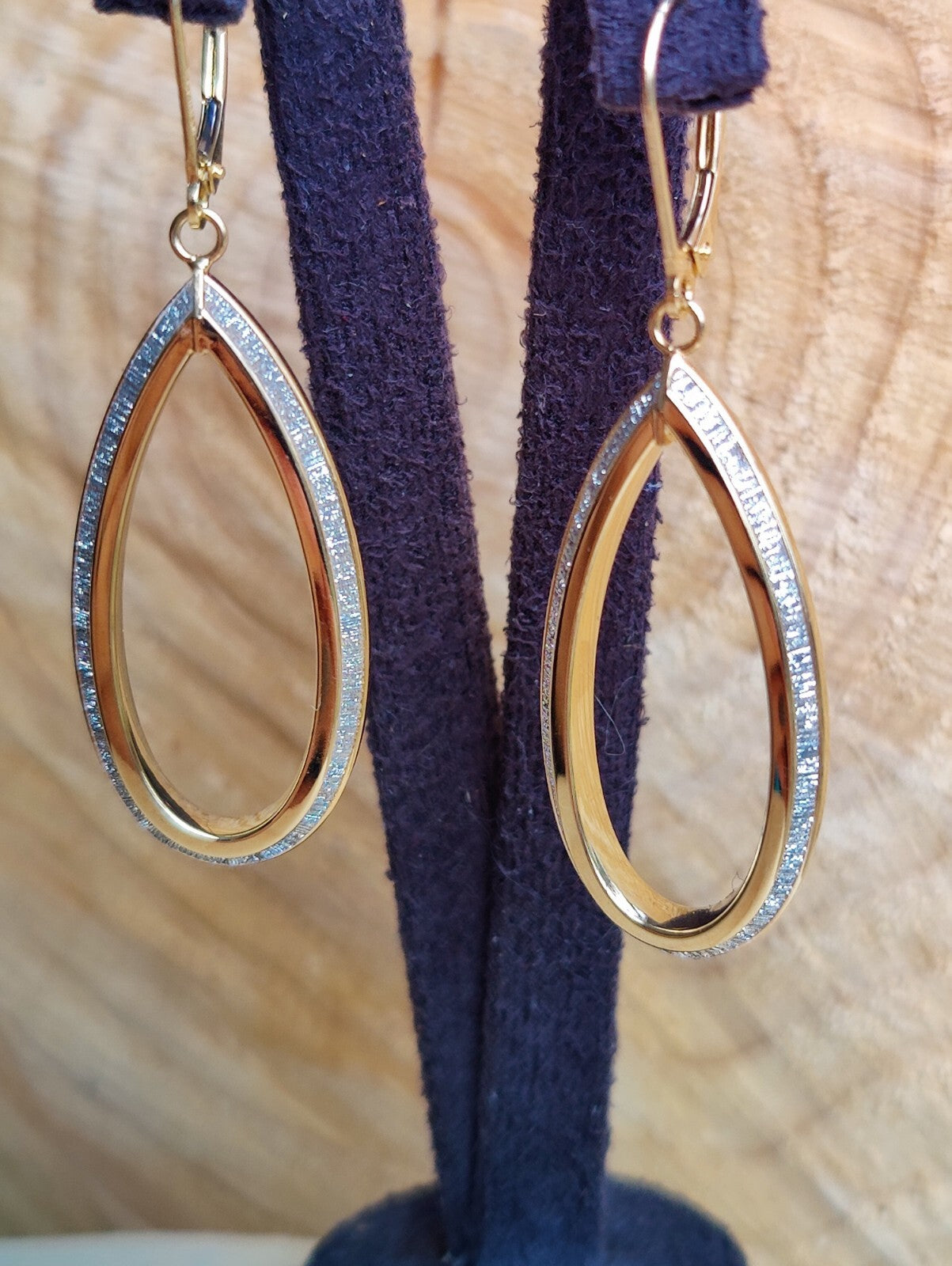 NEW Sparklig OVAL Drop Dangling Earrings 9ct Yellow Gold Leverback Hallmarked
