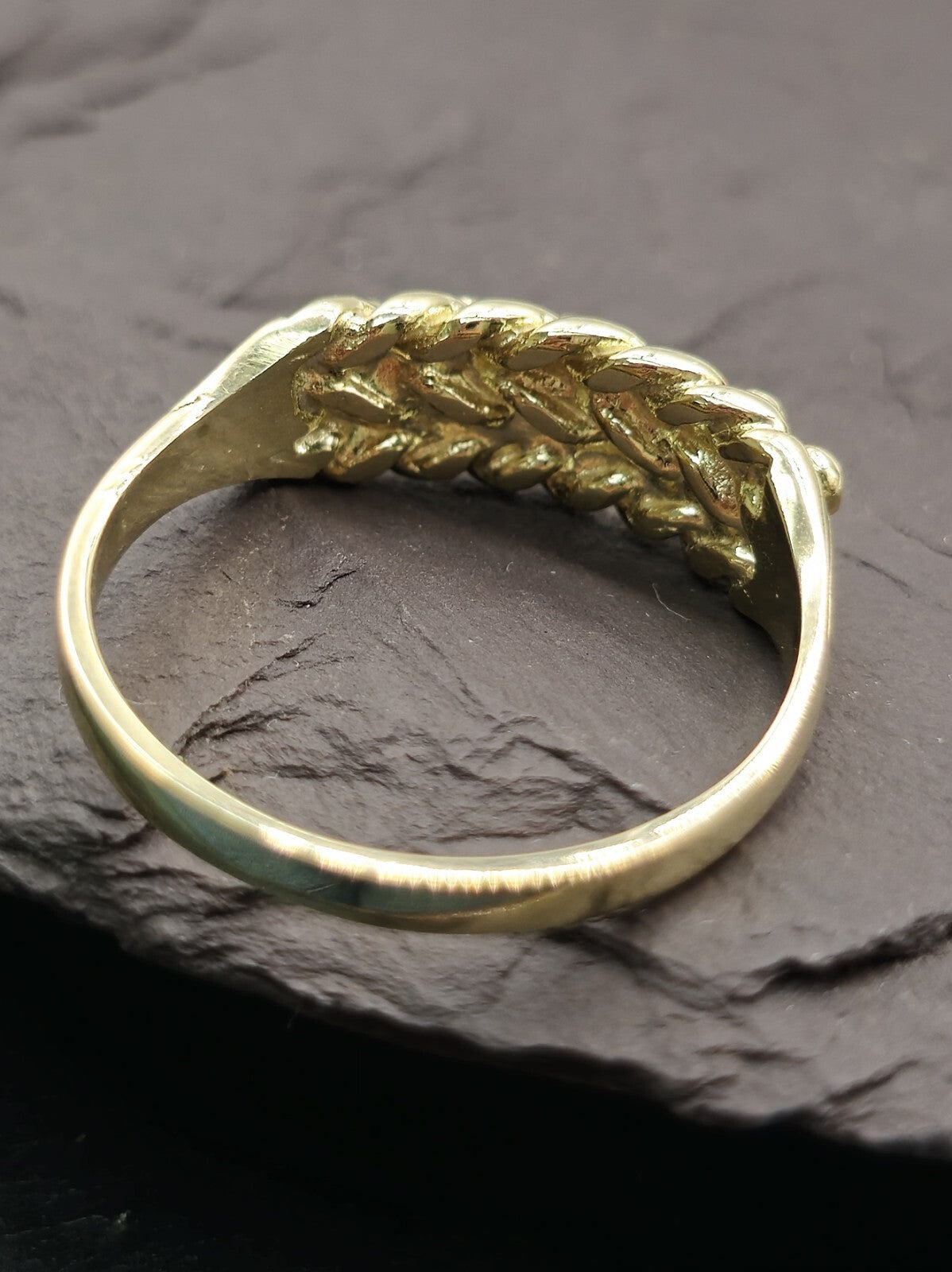 New Solid 9ct Yellow Gold Men's Signet Keeper Ring size: T Hallmarked Two Row
