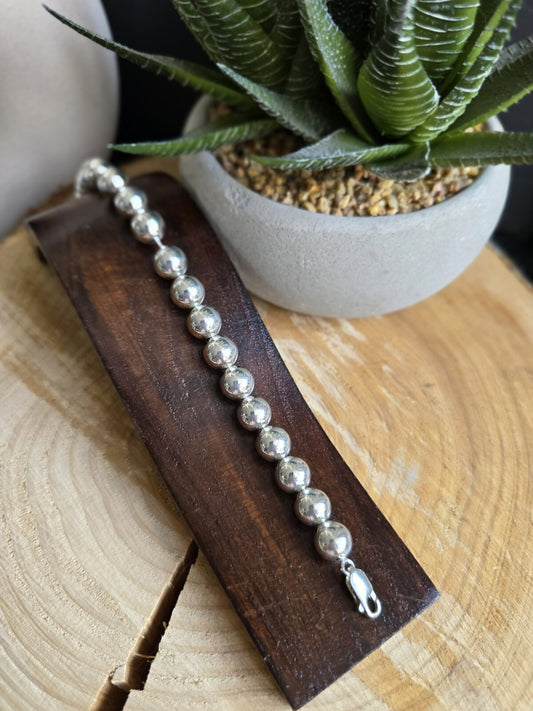 New 925 Sterling Silver Chunky 10mm Ball Bracelet 28grams Bead 22cm