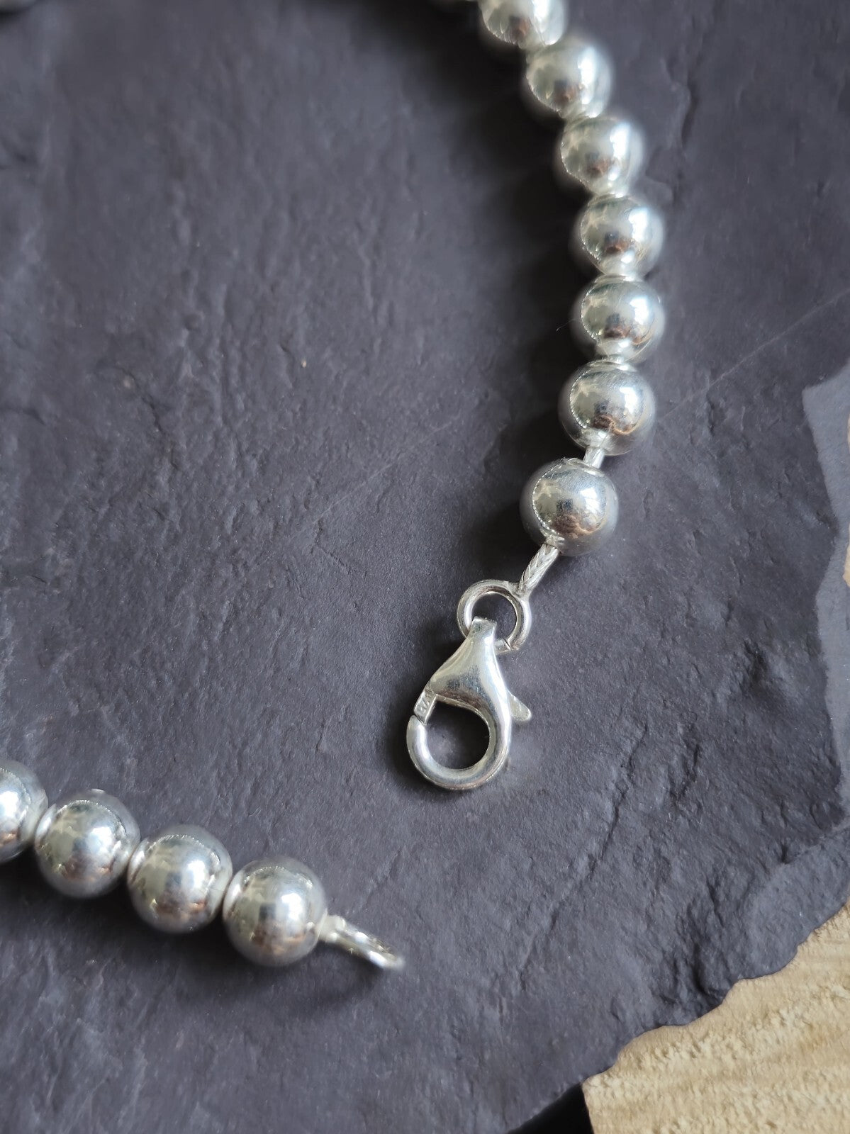New 925 Sterling Silver Chunky 6mm Ball Bracelet 11grams Bead 19cm