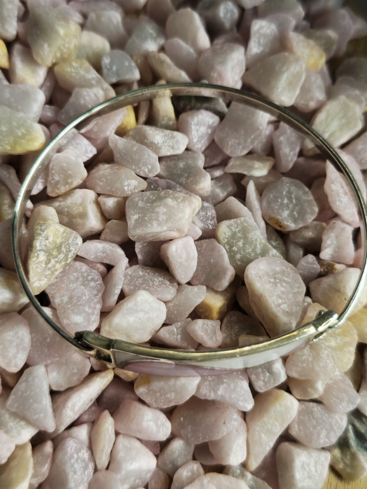 Lovely 925 Sterling Silver ID BANGLE Bracelet White and Pink 13g