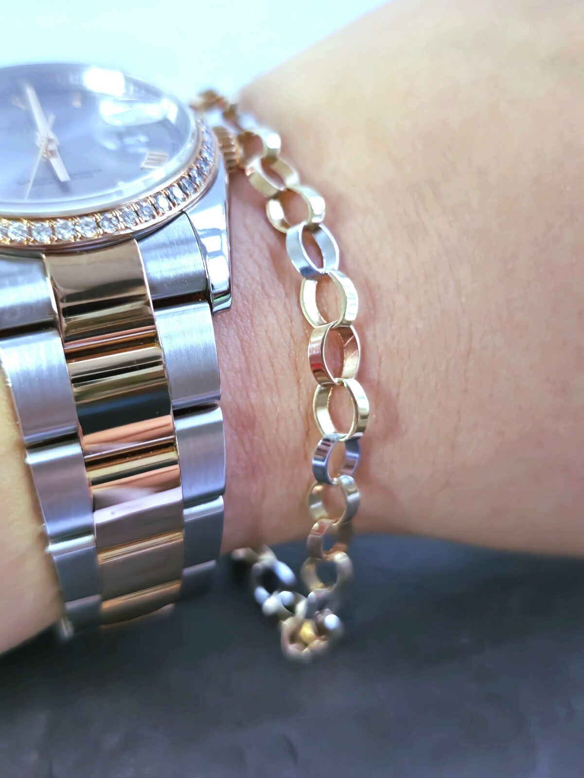 New Solid 9ct Yellow/White/Rose Gold Chain BRACELET Cable Round Link 6mm