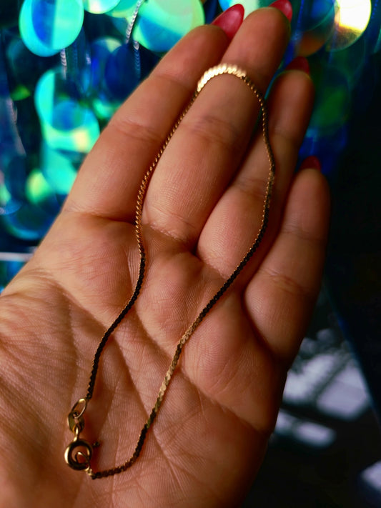 9ct Rose Gold Chain Anklet Bracelet Fine Cable Link Cute Long Bracelet 22.5cm