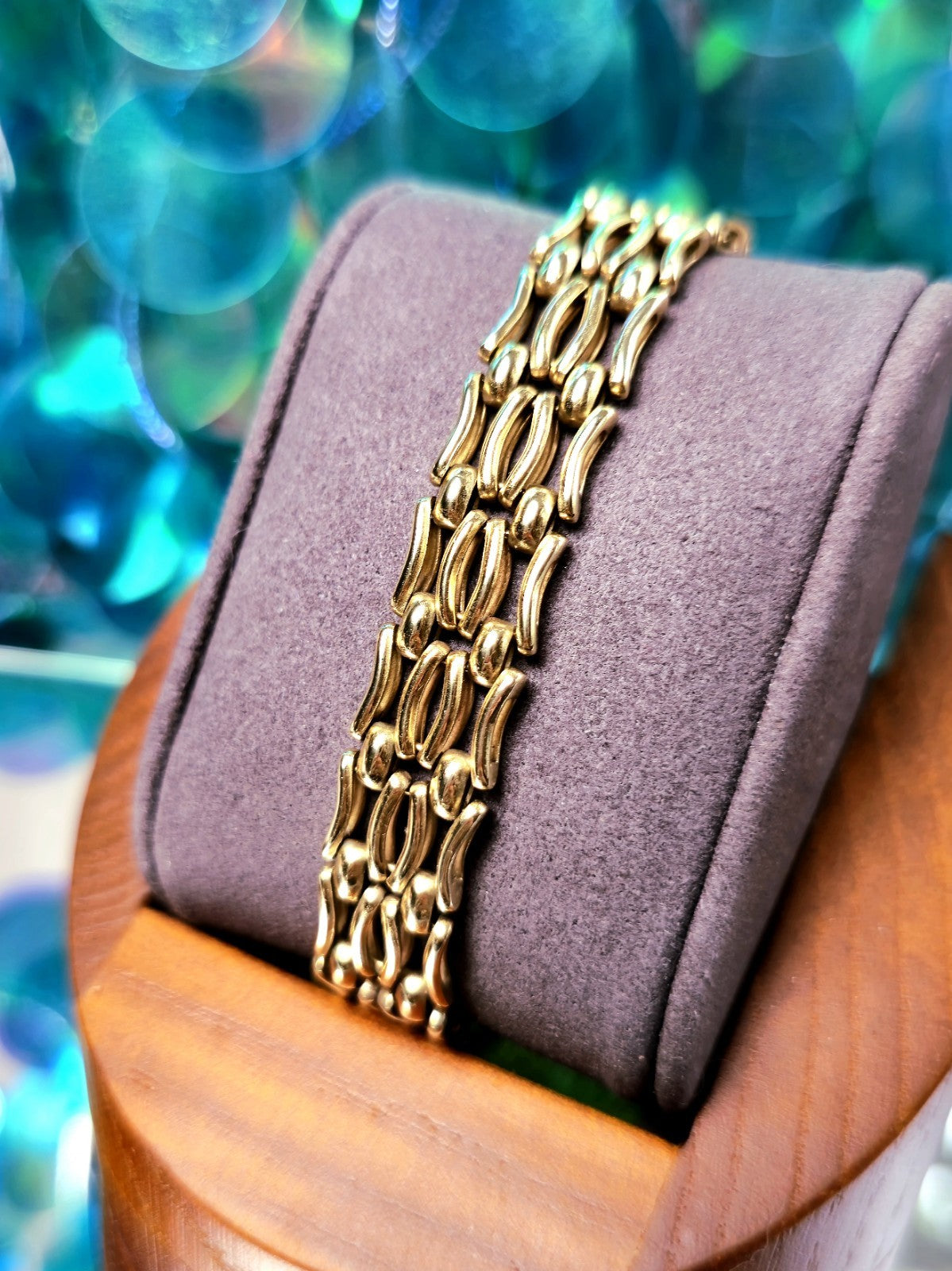 Solid 9ct Yellow Gold Gate Mesh Bracelet Heavy Chunky 20grams Unisex 12mm Wide