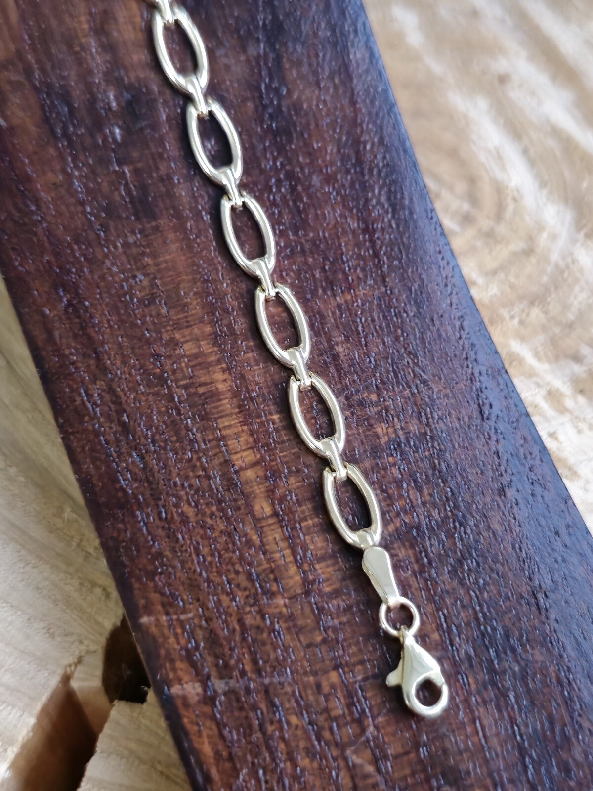 Solid 9ct Yellow Gold BRACELET Square Oval Link Style 7.5inch HALLMARKED