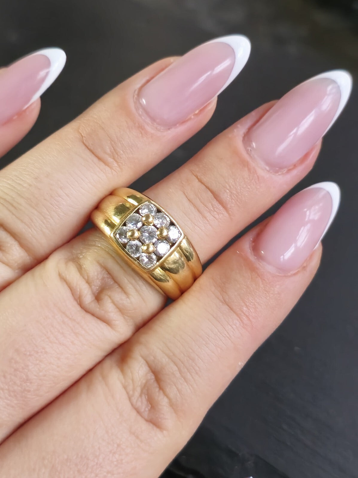 Solid 18ct Yellow Gold Unixsex Signet Ring Pinky Finger size M Diamond 0.25ct