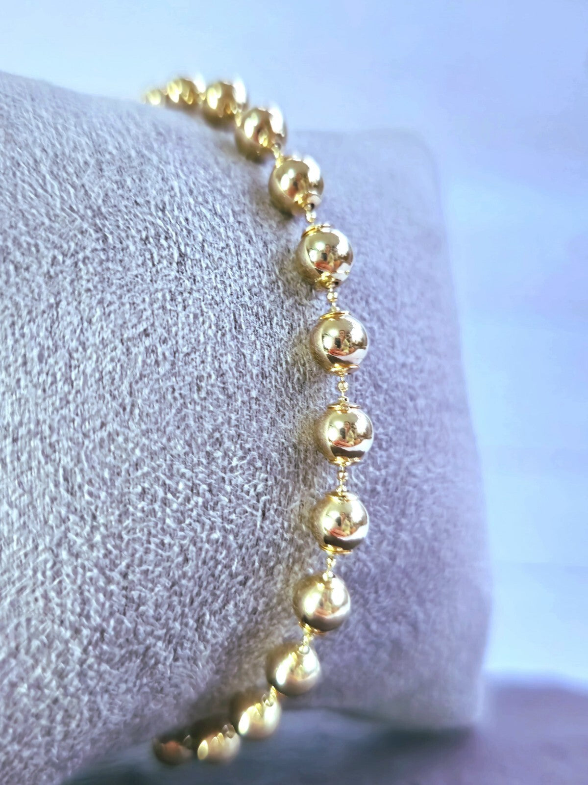 New Solid 9ct Yellow Gold Bracelet Ball Bead Balls 5mm Lovely 7,5inch long