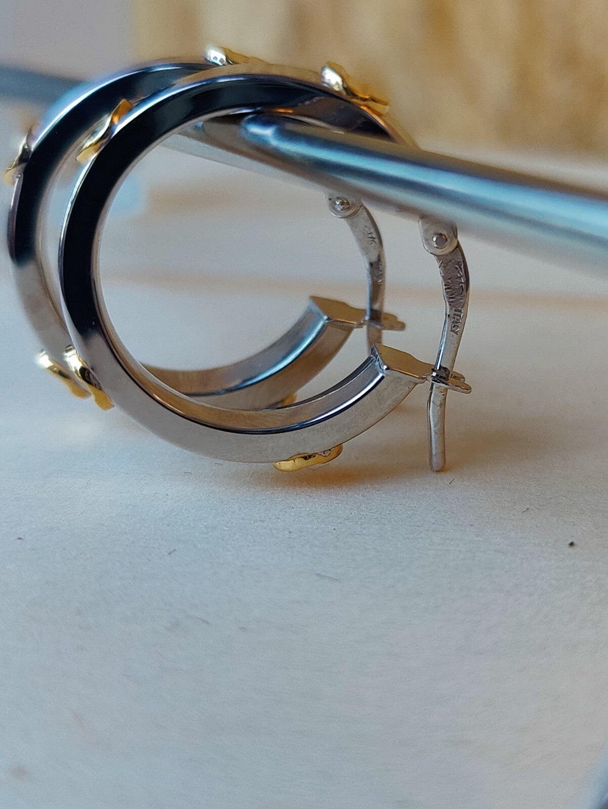 NEW Small Gold Hoop Earrings 9ct White Gold 17mm Hallmarked Hoops Hinge Love ly