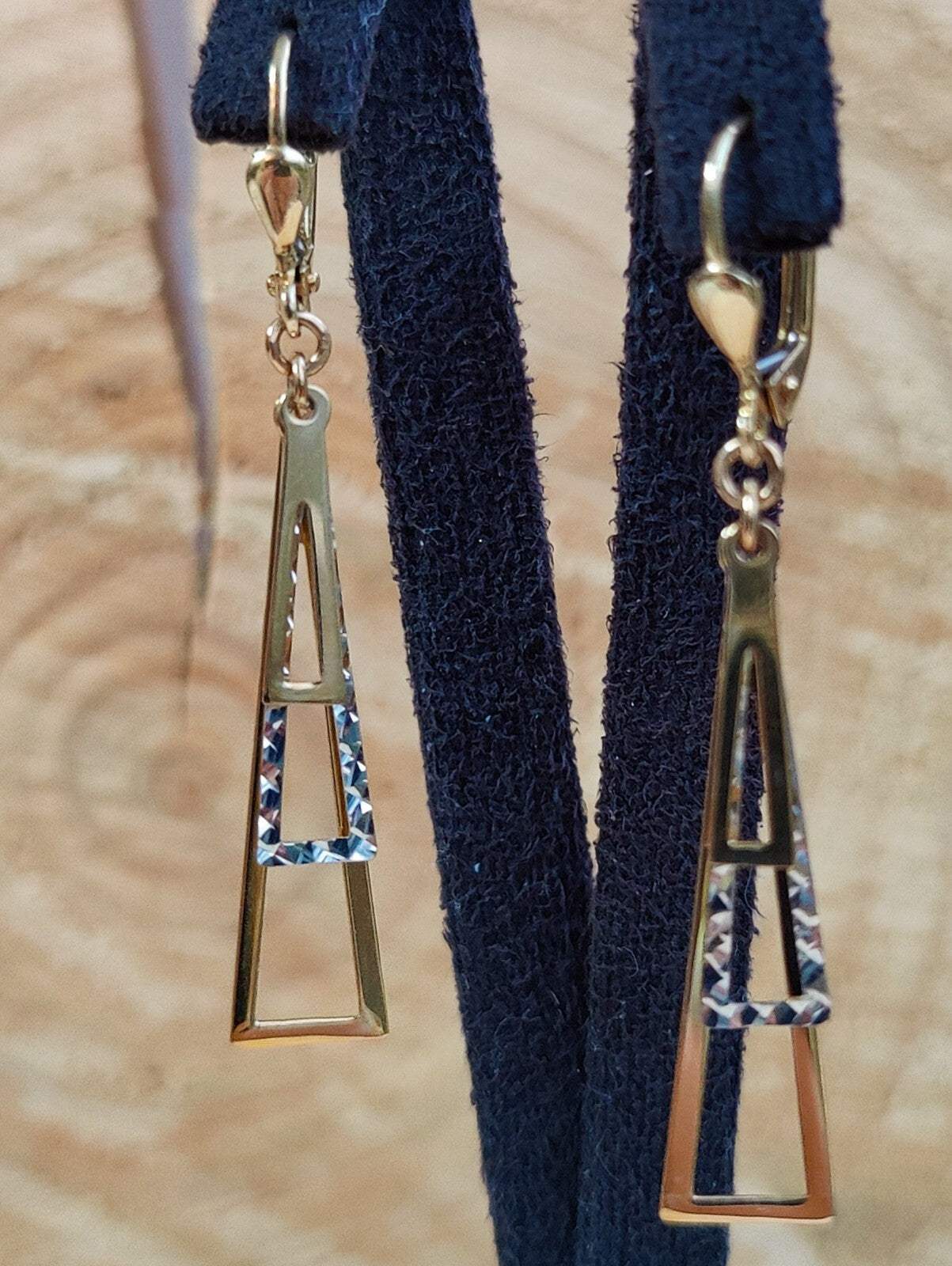 NEW 9ct Yellow/White Gold Drop Dangly Earrings Leverback Hallmarked