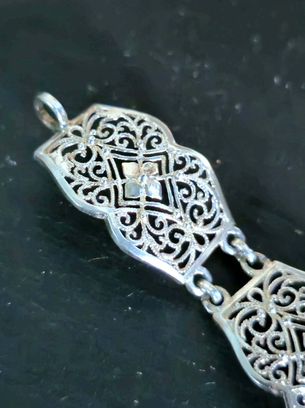 925 Sterling Silver Fancy Decor Bracelet Wide 14mm 7inch/18cm Hallmarked