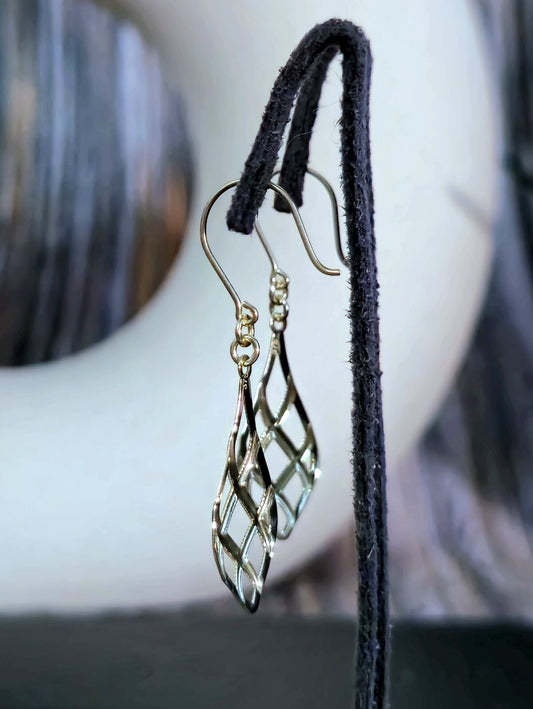 New 9ct Yellow/White Gold Solid Drop Dangling Earrings Hook Clasp Diamond Cut