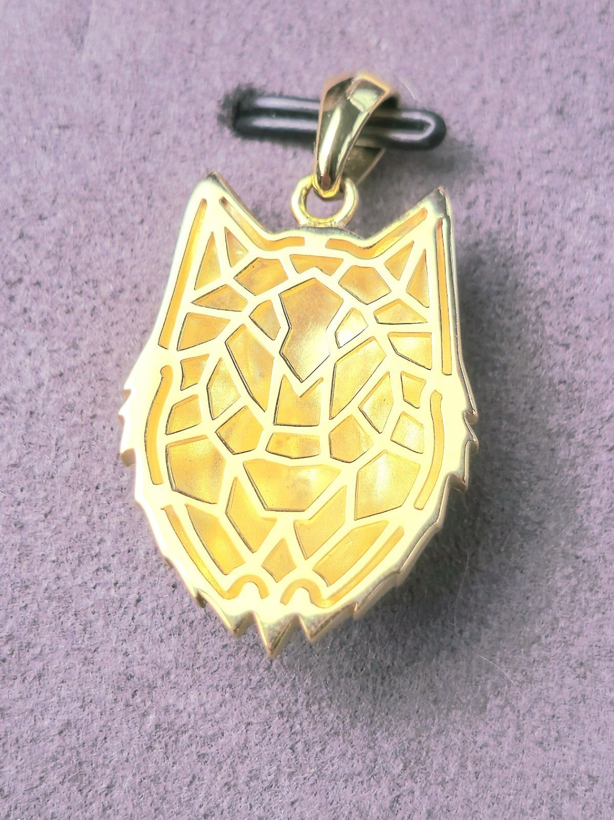 New Sterling Silver (925) Gold Plated Wolf Head Pendant 3D Geometrical Shape