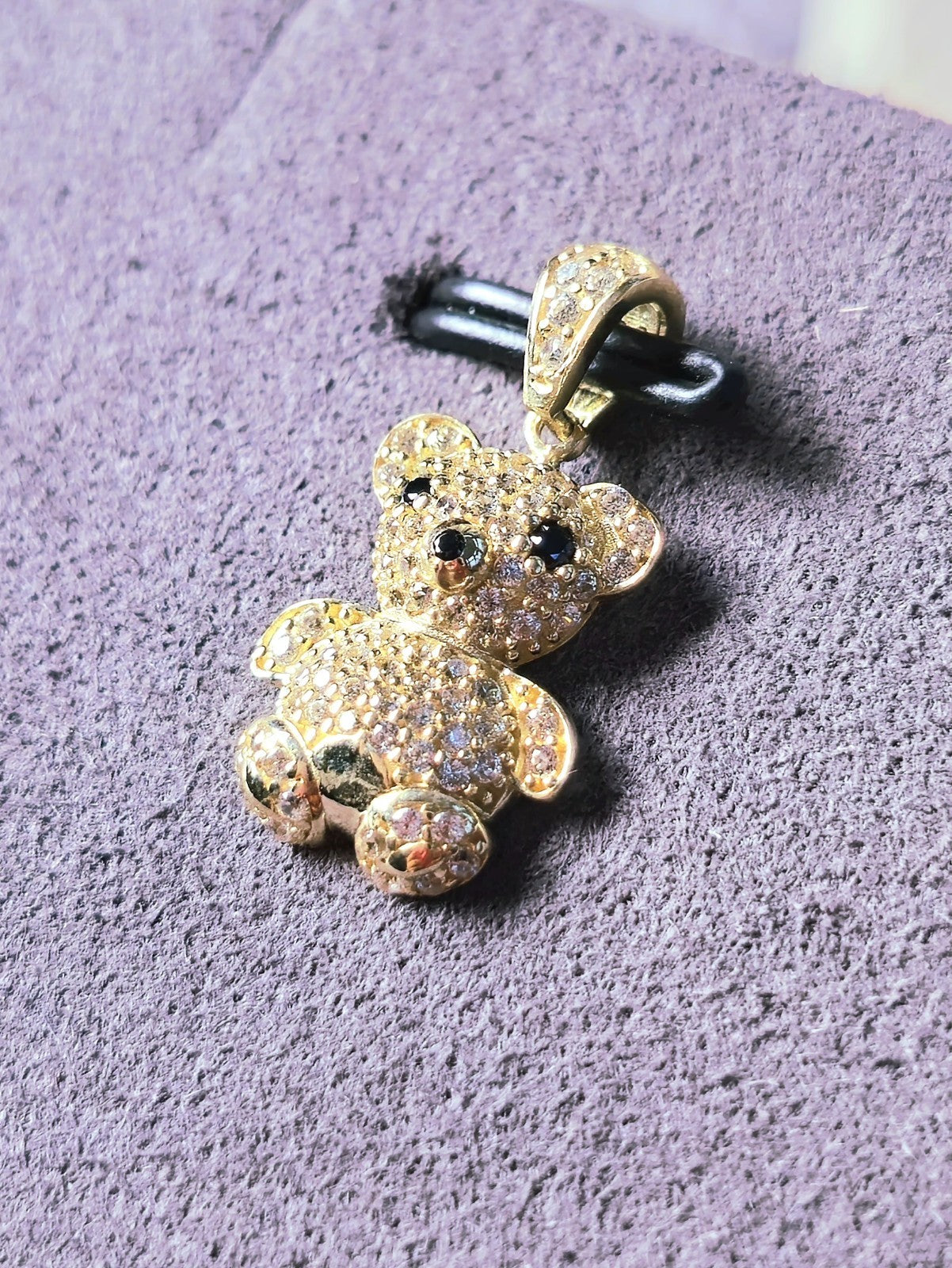 New Solid 9ct Yellow Gold Pendant Teddy Bear Cubic Zirconia Kids Gift Baby Cute