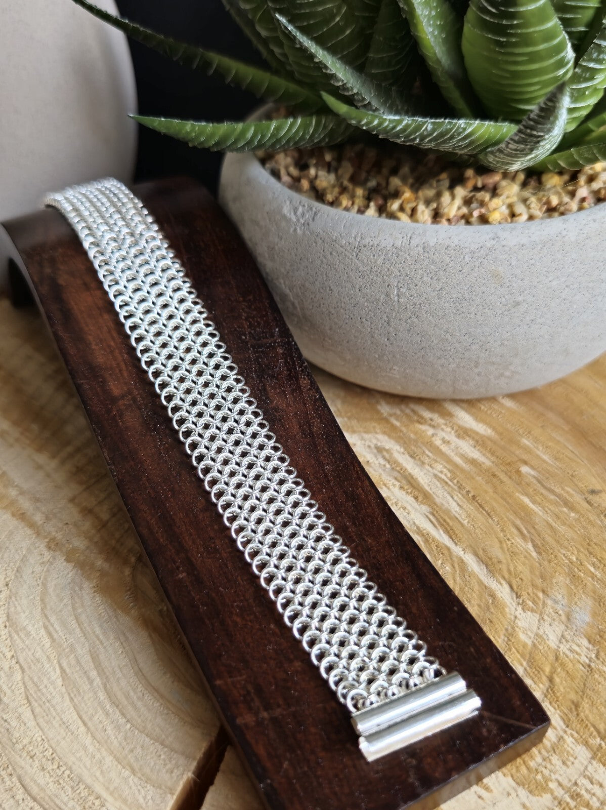 Lovely New 925 Sterling Silver Wide Mesh Cuff Bracelet 19mm 25grams 7.5inch