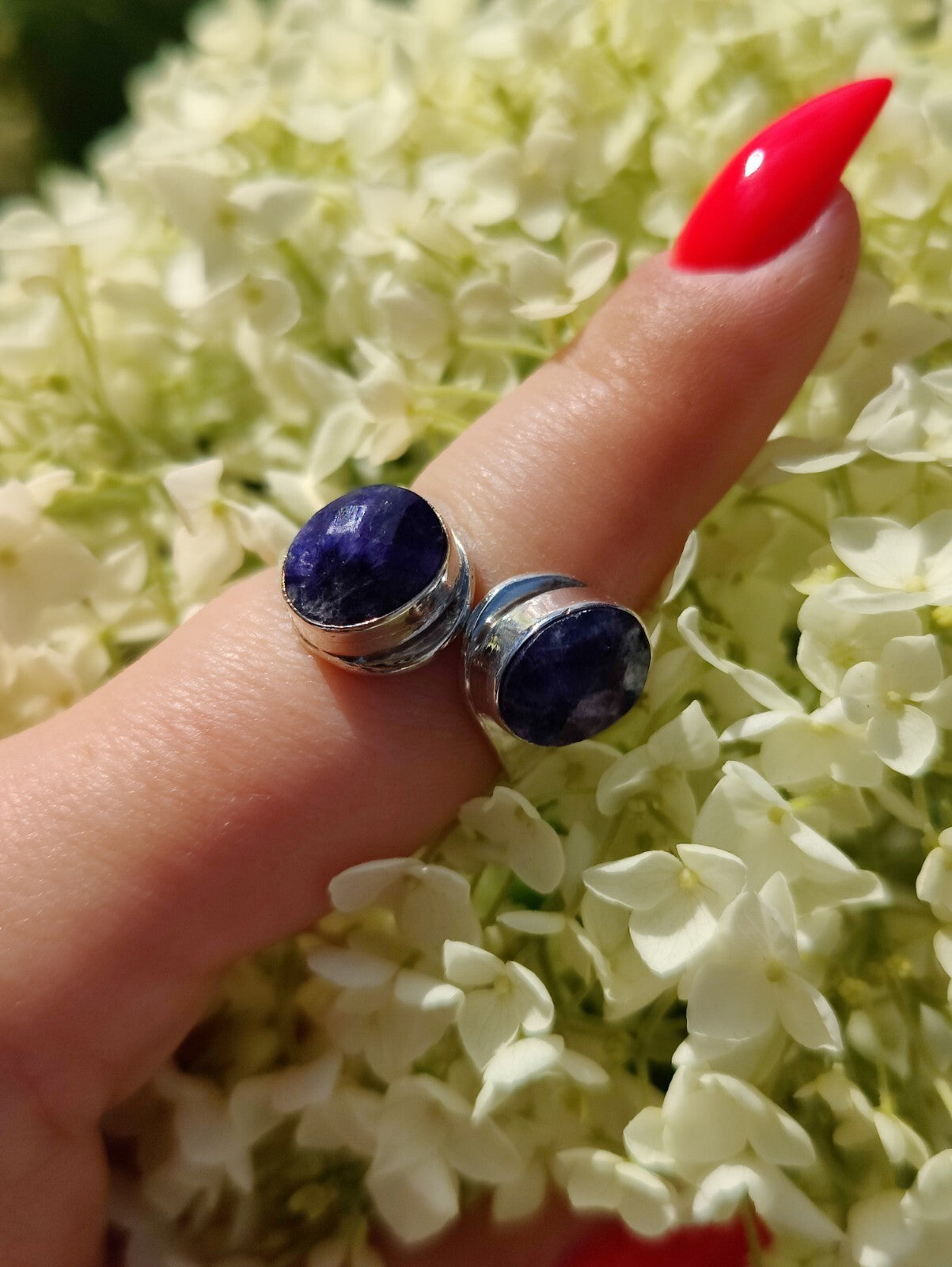 Amazing Lapis Lazuli Ring 925 Sterling Silver Two Stones Twisted Band size R-S