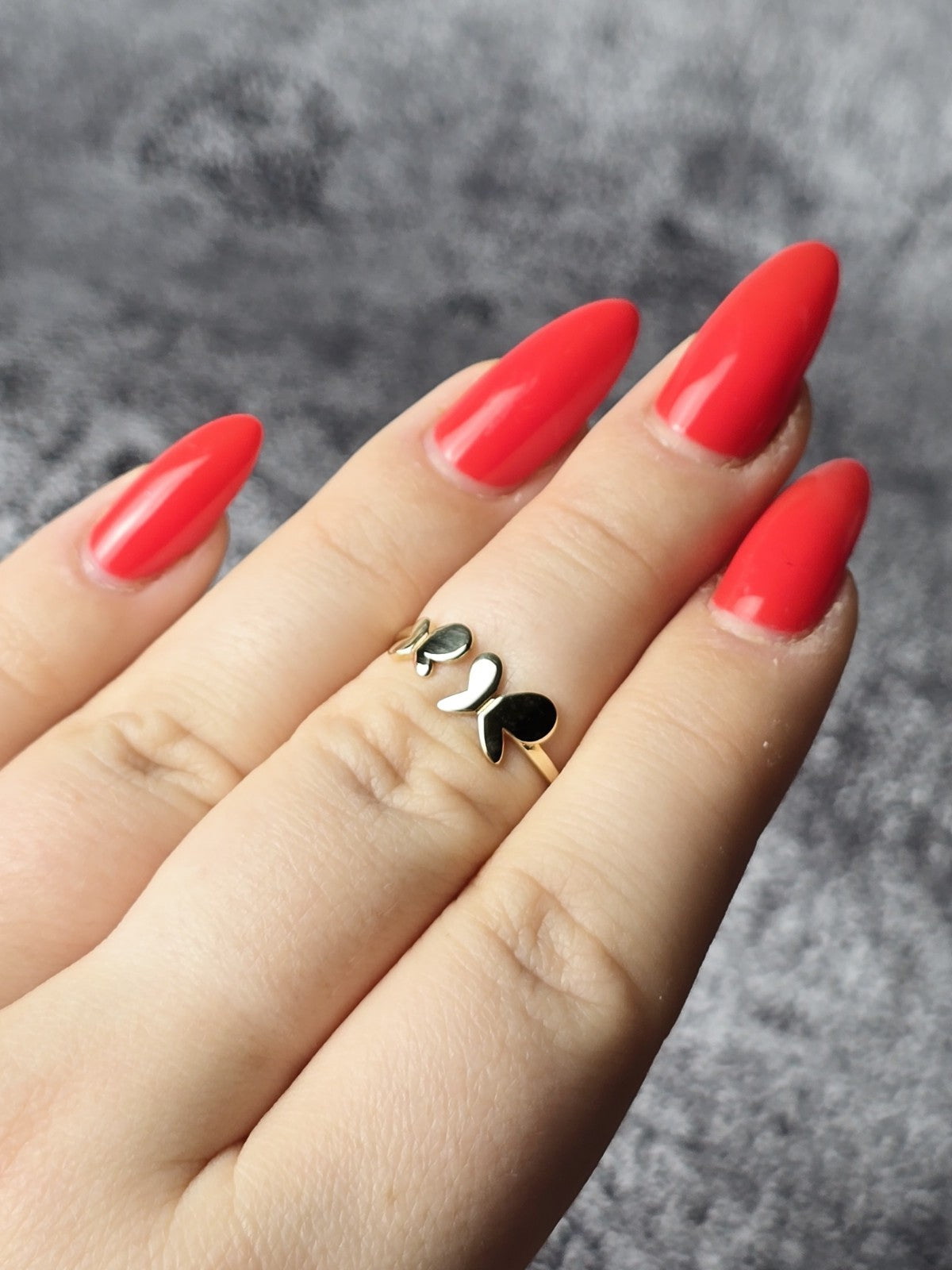 9ct Yellow Gold Butterfly Ring Split Shank Two Butterflies s: J Band Hallmarked