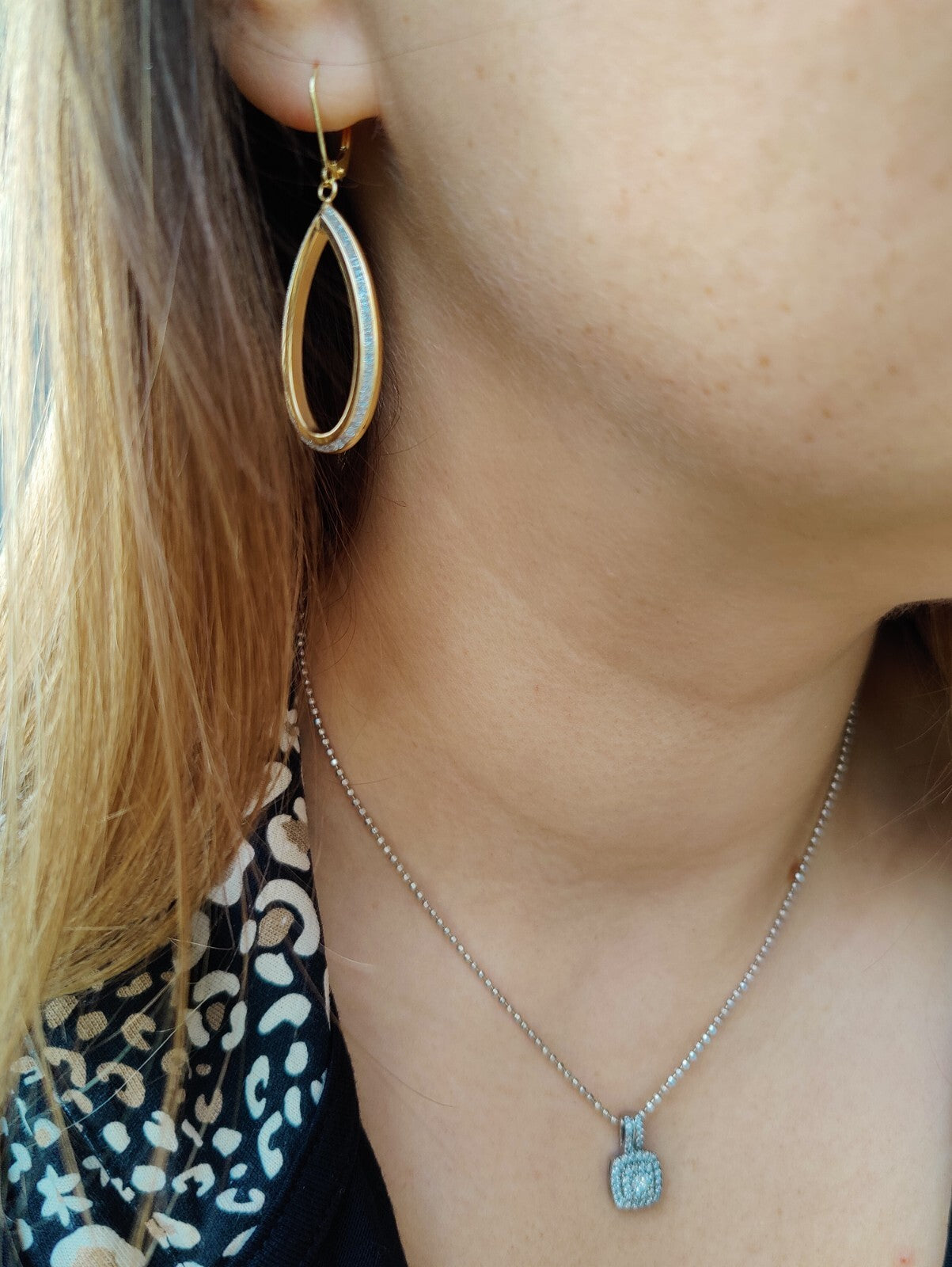 NEW Sparklig OVAL Drop Dangling Earrings 9ct Yellow Gold Leverback Hallmarked
