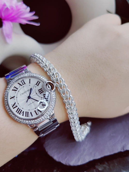 925 Sterling Silver Chunky Heavy Chain Persian Wave Bracelet 7mm 30g 18cm