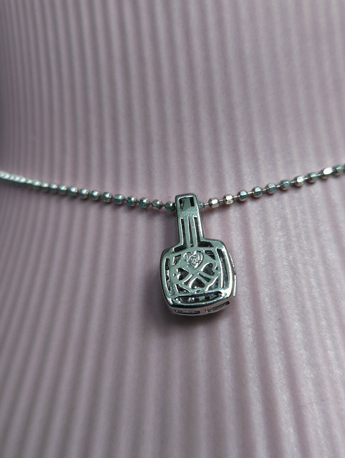 9ct White Gold, 0.5ct Brilliant Cut Diamond Halo Pendant Square Shape