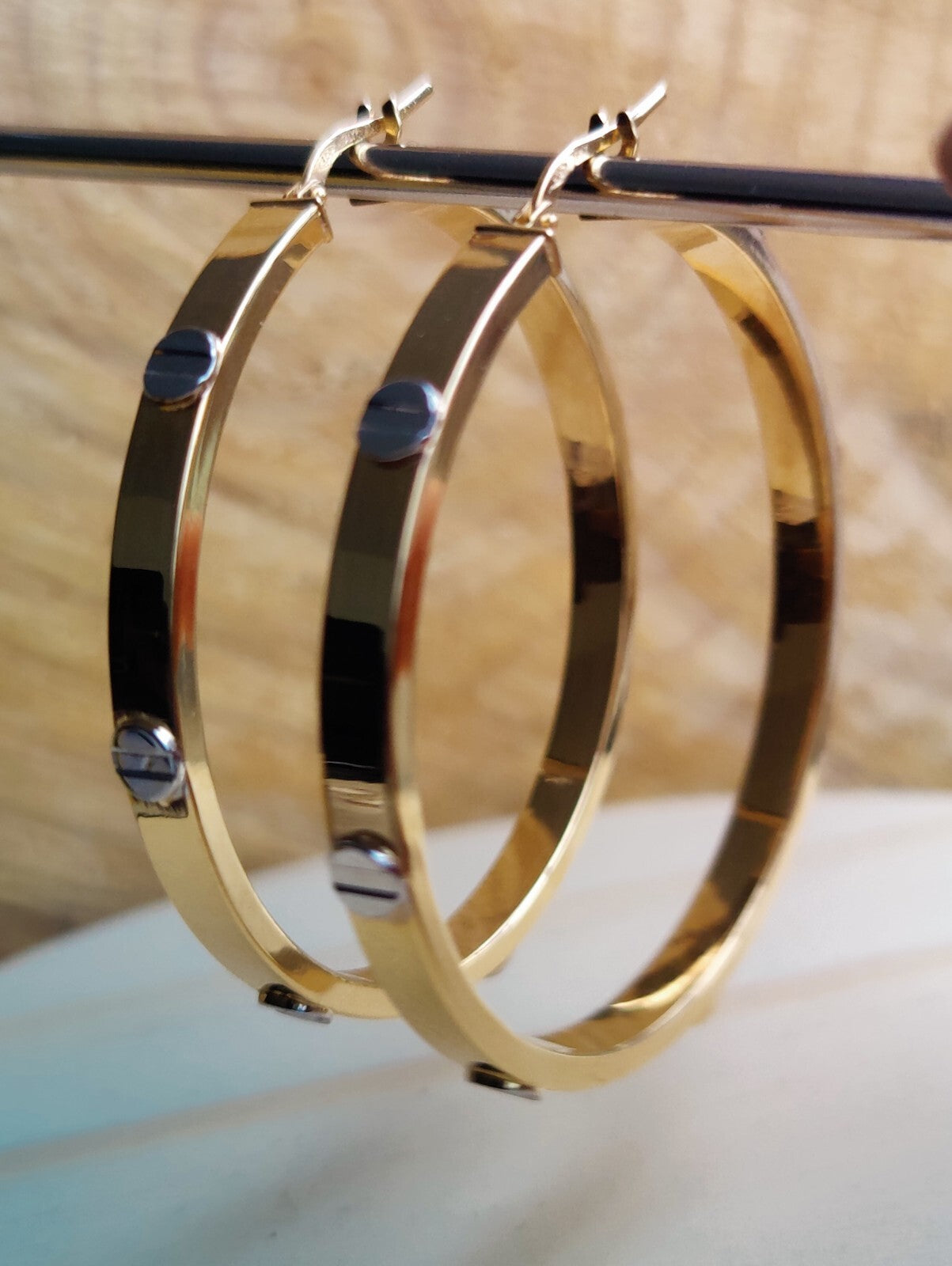 NEW Huge Gold Hoop Earrings 9ct Yellow Gold 40mm Hallmarked Hoops Hinge Love ly