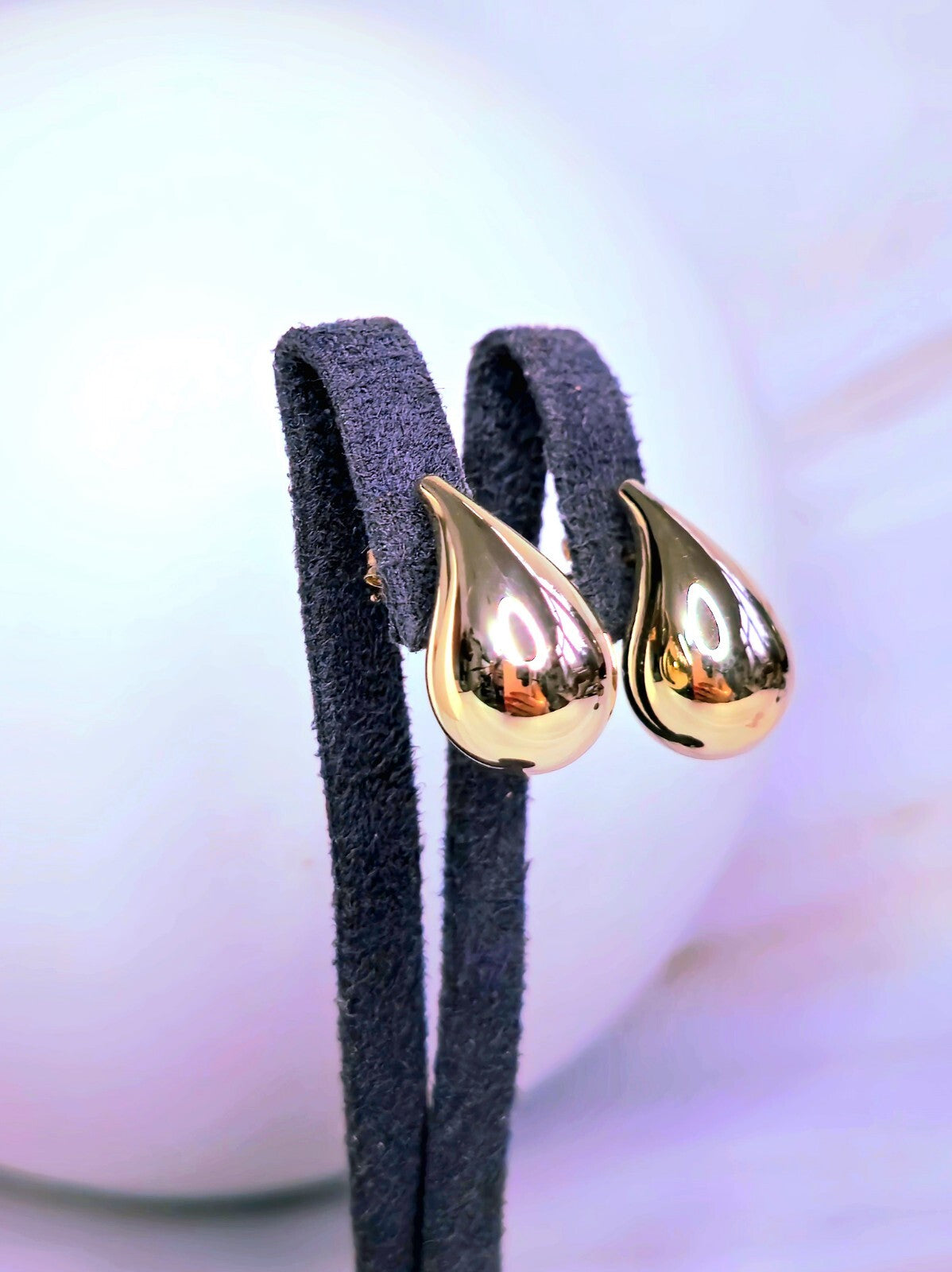 New 9k Yellow Gold Trendy Big Thick Waterdrop Tear Drop Earrings Bottega Chunky