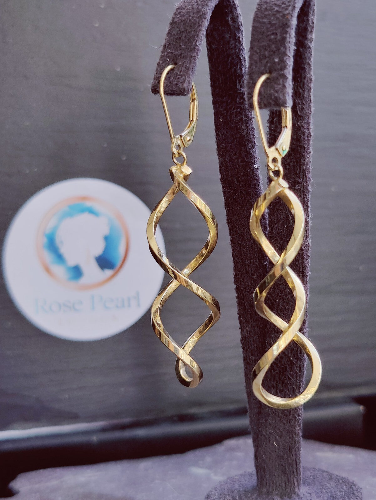 Solid 9ct Yellow Gold Twist Drop Earrings Leverback Clasp Hallmarked 375 Lovely