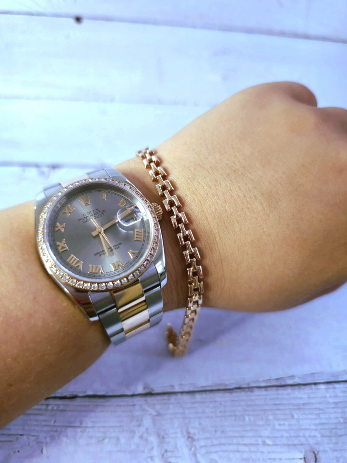 New Solid 9ct Rose Gold Brick link Bracelet Watch link Unisex 5mm Wide 7.5''