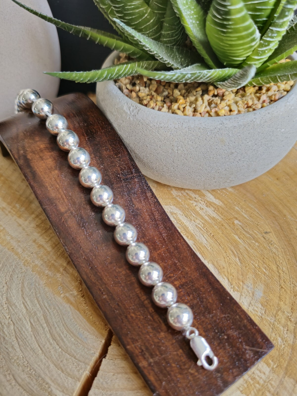 New 925 Sterling Silver Chunky 10mm Ball Bracelet 28grams Bead 22cm