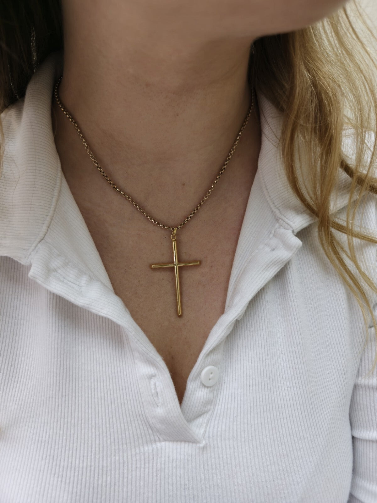 New Solid 9ct Yellow Gold Plain Cross Simple Pendant 55mm x 30mm Hallmarked