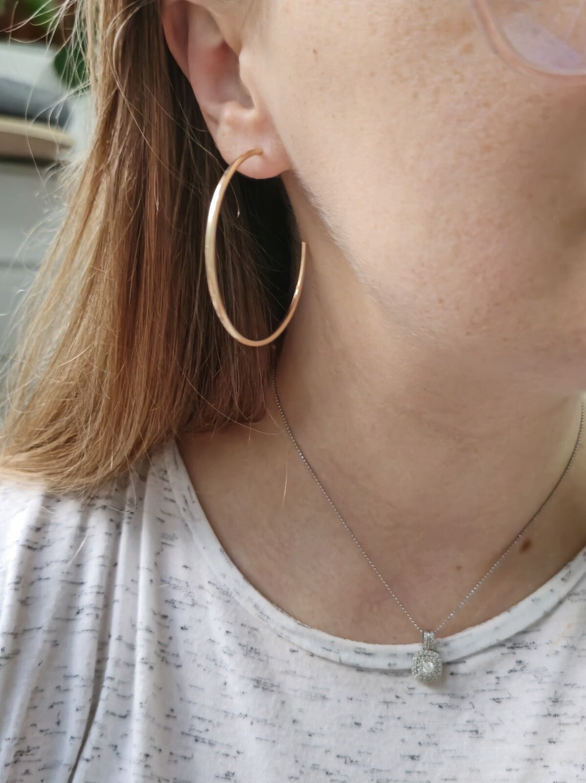 New 9ct Solid Yellow Gold Big Hoop Earrings Open End Hoops 53mm Butterfly
