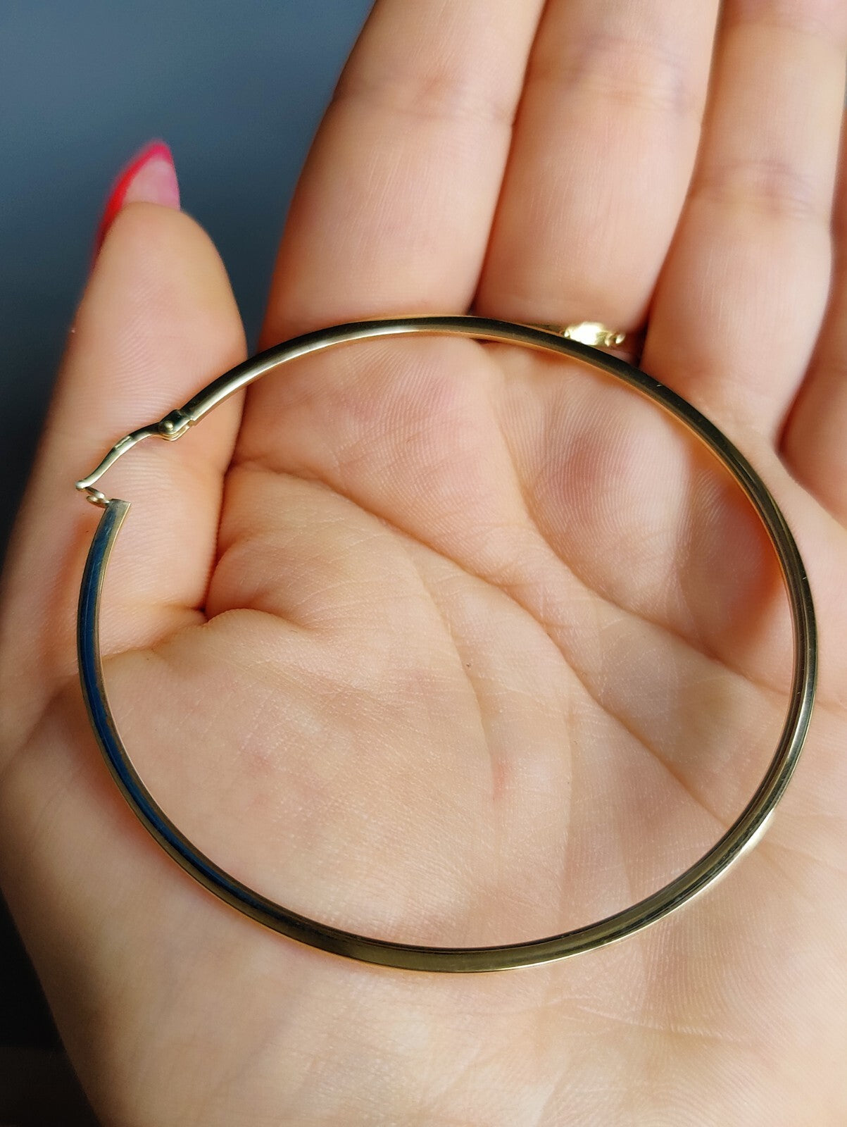 9ct Yellow Gold Hoop Earrings 3.2grams 60mm Flat Not Hollow Hallmarked New