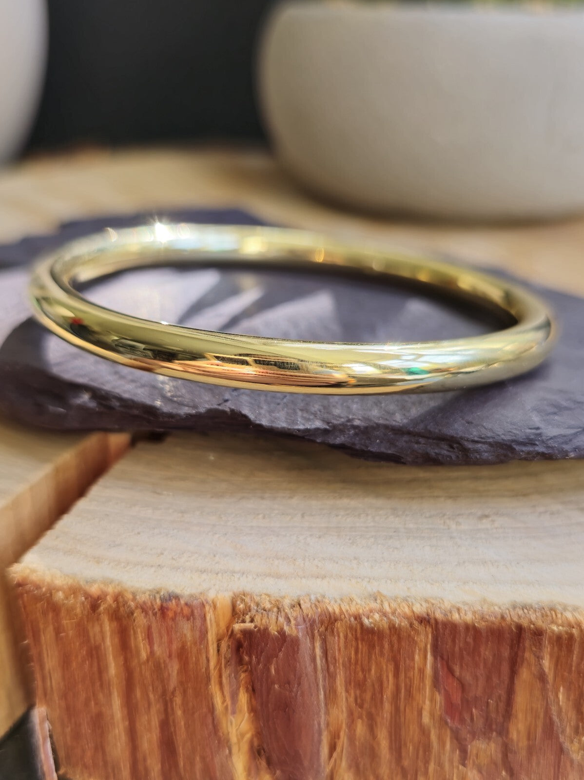New 9ct Yellow Gold Chunky Round Thick Bangle Stacking BRACELET Lovely 5mm