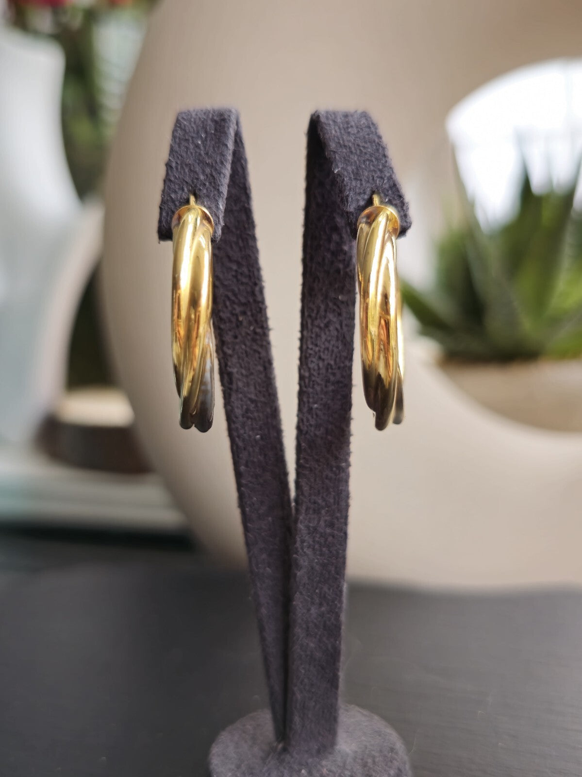 9ct Solid Yellow Gold Twisted Hoop Earrings Creole Hoops 28mm 4.5g Hallmarked