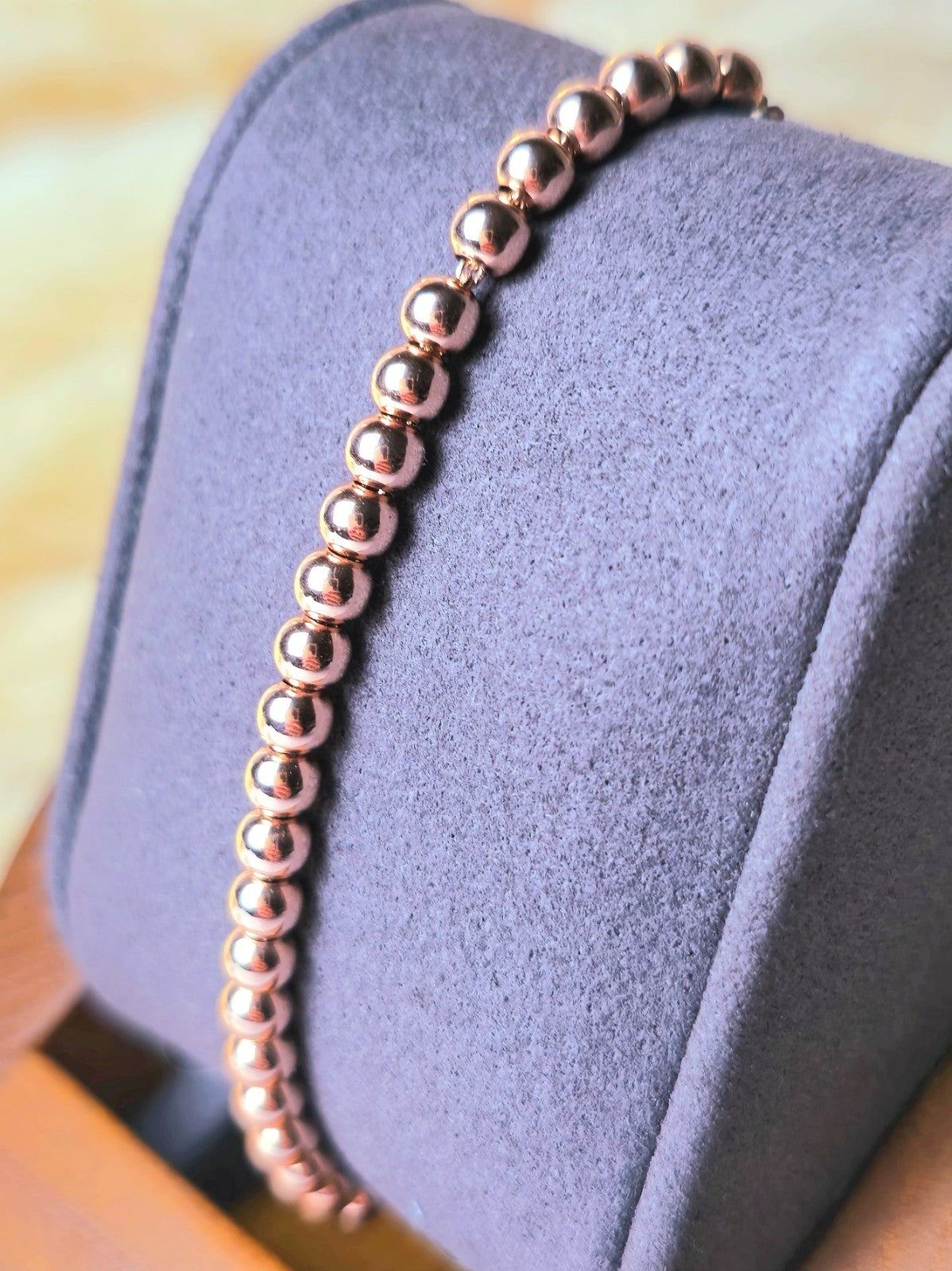New Solid 9ct Rose Gold Bracelet Ball Beaded Expandable Balls 4mm Adjustable