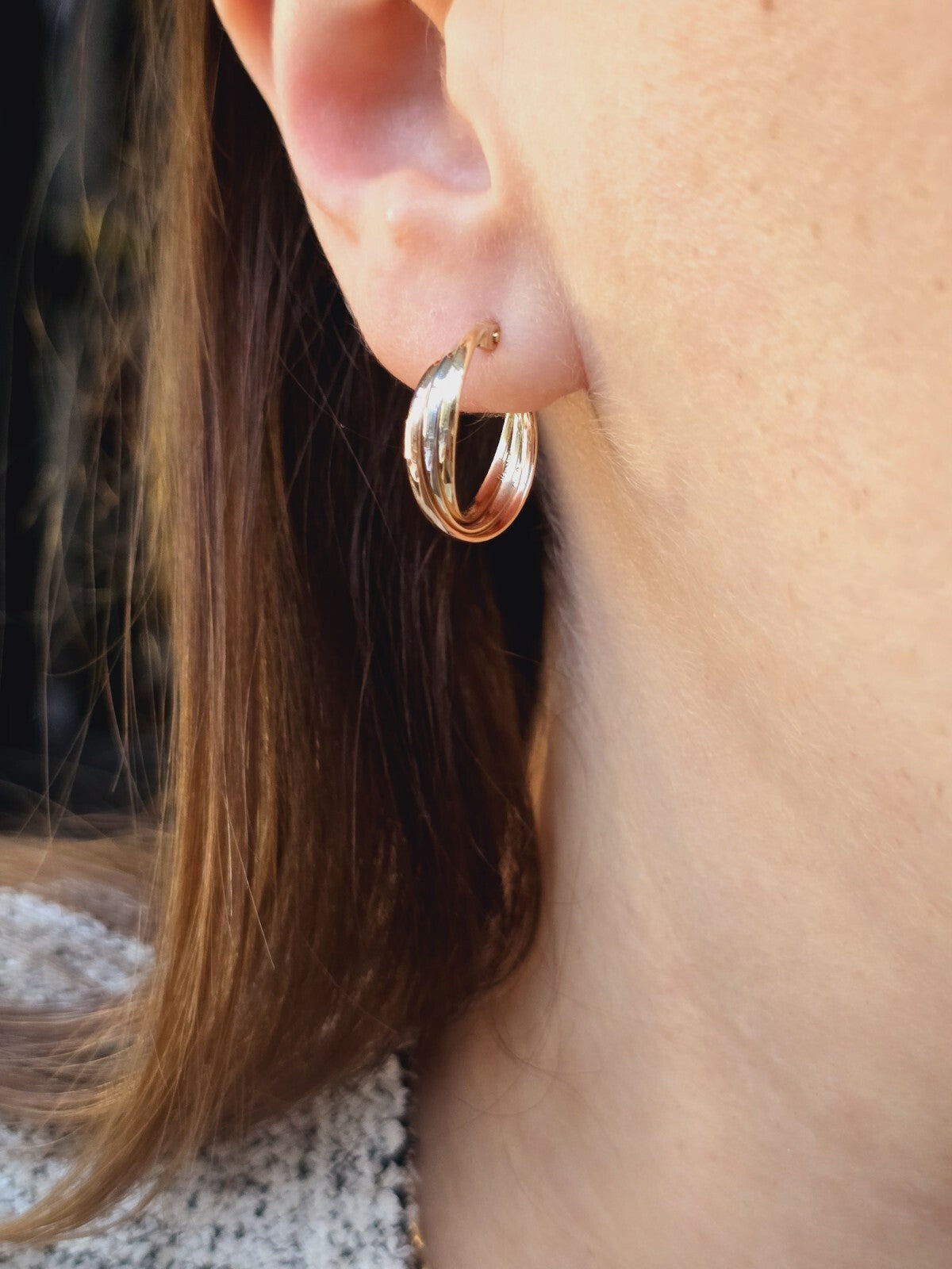 9ct Solid Multicolour Gold Hoop Earrings Gold. Hoops 17mm Small Gold Hoops
