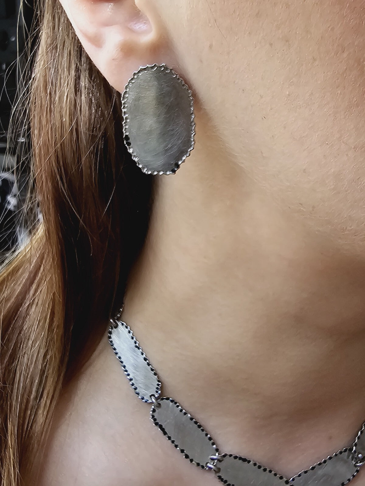 18ct White Gold Jewellery Set of Necklace and Earrings Heavy and Solid Handmade