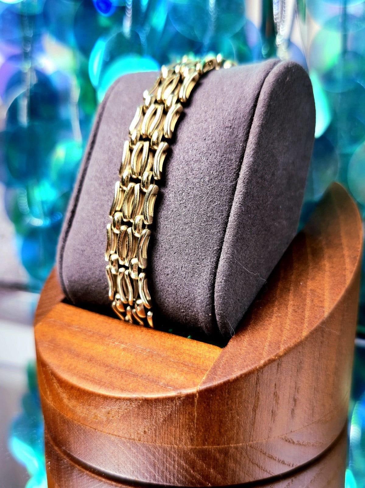 Solid 9ct Yellow Gold Gate Mesh Bracelet Heavy Chunky 20grams Unisex 12mm Wide