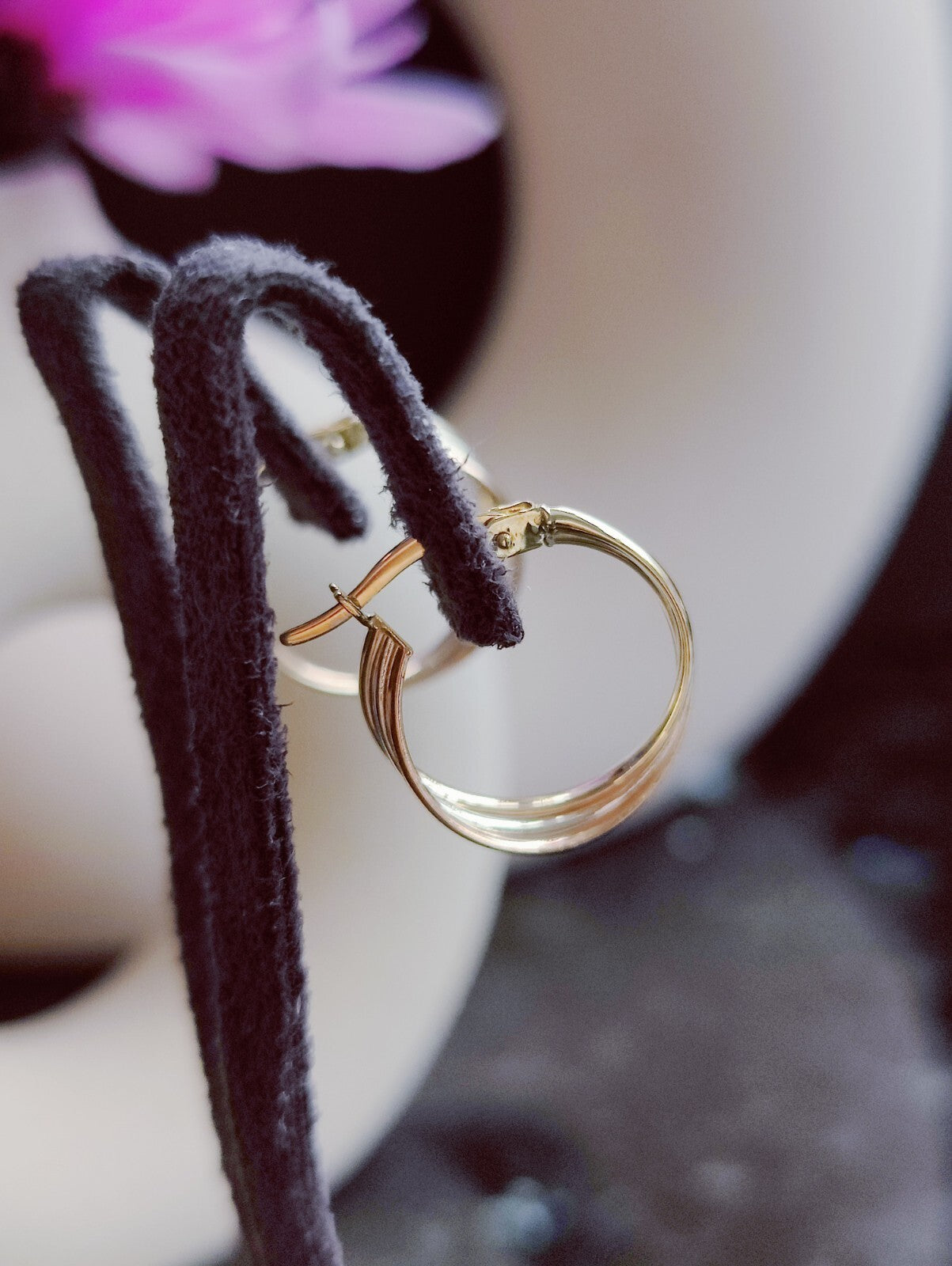 9ct Solid Multicolour Gold Hoop Earrings Gold. Hoops 17mm Small Gold Hoops