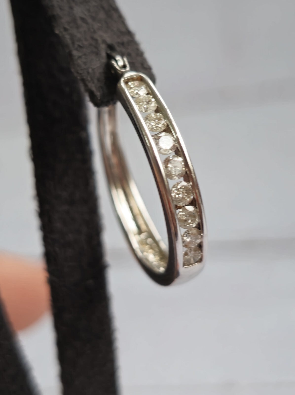 9K White Gold Hoop Diamond Earrings 0.50ct 25mm Diameter 6.20g Hallmarked Hoops